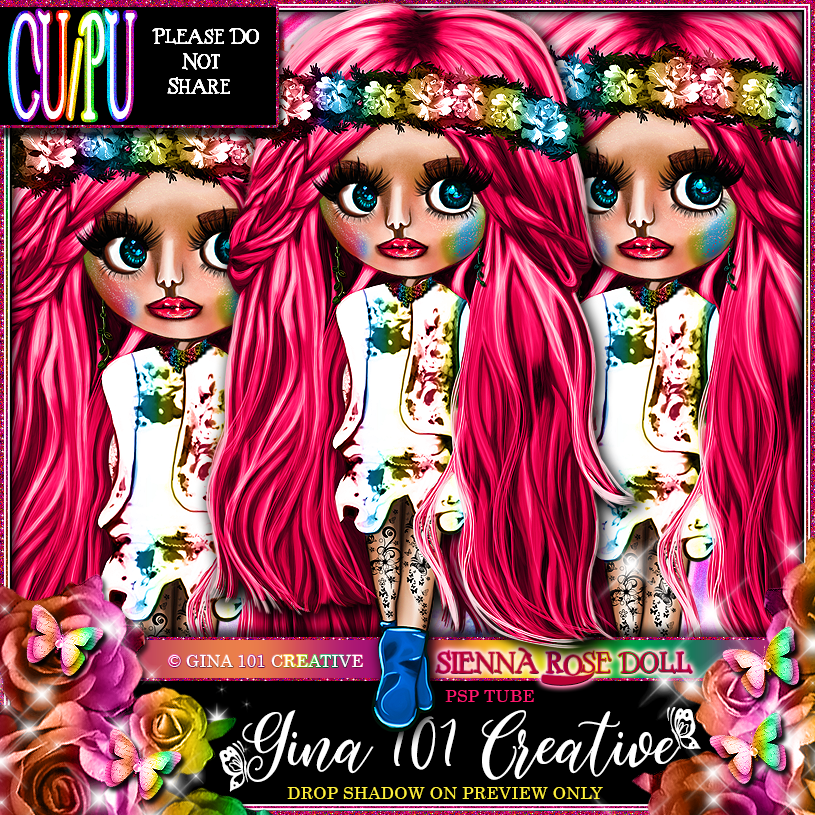 CU/PU Sienna Rose Pink/Multi Colour Spring/Summer Doll PSP Tube - Click Image to Close